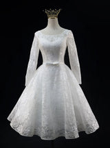 White Lace Long Sleeve Homecoming Dress