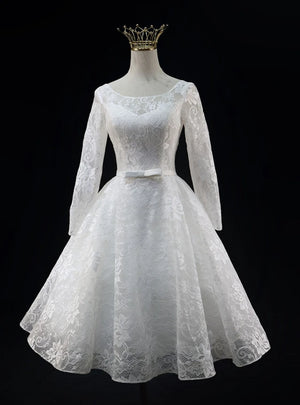 White Lace Long Sleeve Homecoming Dress