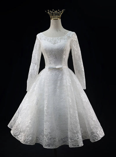 White Lace Long Sleeve Homecoming Dress