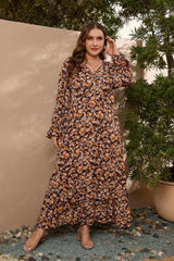 Large Size Printed Elastic Waist Printed Dress