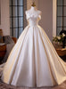 Ivory Satin Strapless Appliques Wedding Dress