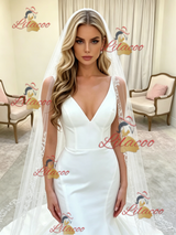 White Mermaid V-neck Wedding Dress