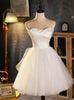 Beige Tulle Satin Pleats Homecoming Dress
