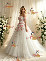 Tulle Lace Off the Shoulder Appliques Wedding Dress