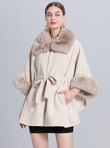Lace Cardigan Fur Collar Shawl Cloak