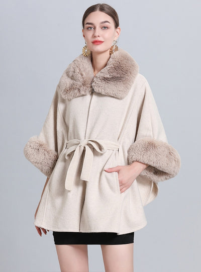 Lace Cardigan Fur Collar Shawl Cloak