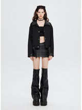 Leather POLO Collar Loose Jacket
