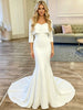 White Mermaid Short Sleeve Wedding Dress