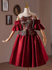 Simple Burgundy Satin Strapless Homecoming Dress