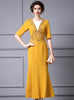 Yellow Short Sleeve Mother Of The Bride Dress