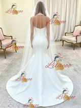 White Mermaid Straps Wedding Dress