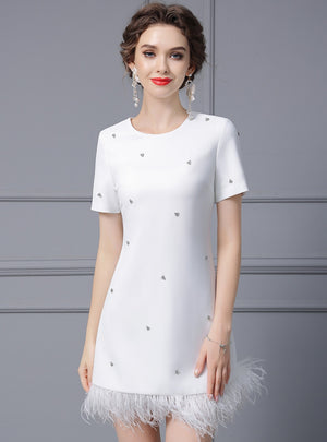 White Short Sleeve Mother Of The Bride Dress