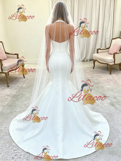White Mermaid Straps Wedding Dress