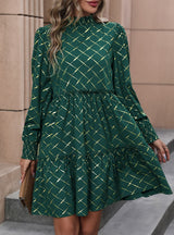 Diamond High Neck Long Sleeve Dress