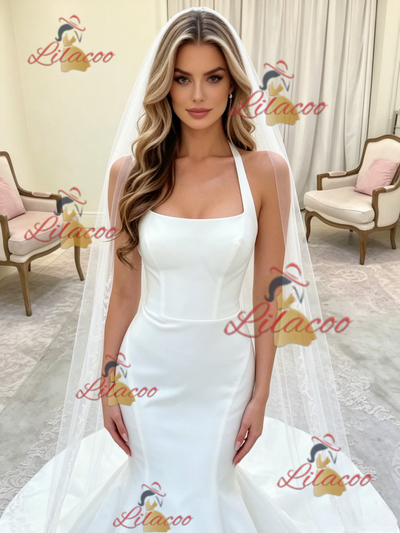 White Mermaid Straps Wedding Dress