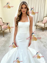 White Mermaid Straps Wedding Dress