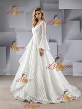 White Long Sleeve Square Neck Wedding Dress