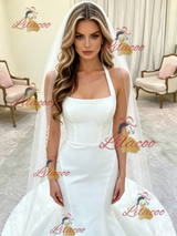 White Mermaid Straps Wedding Dress