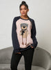 Cartoon Bear Beaded Round Neck Long Sleeve Shirt