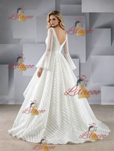 White Long Sleeve Square Neck Wedding Dress