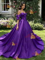 Purple Satin Straps Quinceanera Dress