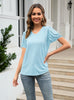 V-neck Spliced Hemmed Short Sleeve T-shirt