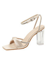 Transparent Rhinestone Crystal Thick Heel Sandals