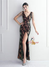 Deep V-neck Beading Prom Dress