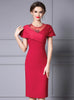 Burgundy Beading Flower Mother Of The Bride Dress