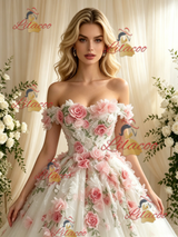 Tulle Lace Off the Shoulder Appliques Wedding Dress