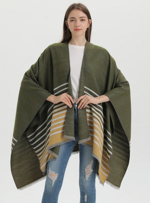 Double-sided Tassel Split Knitted Warm Cloak