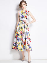 Retro Palace Print Party Dress