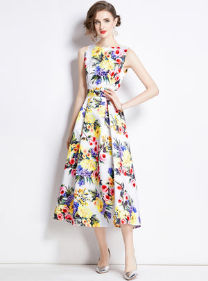 Retro Palace Print Party Dress