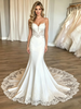 White Mermaid Spaghetti Straps Wedding Dress