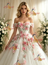 Tulle Lace Off the Shoulder Appliques Wedding Dress