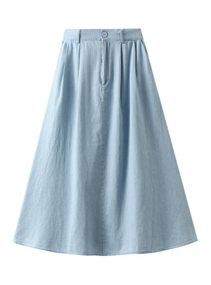Denim Pocket High Waist Slim Skirt