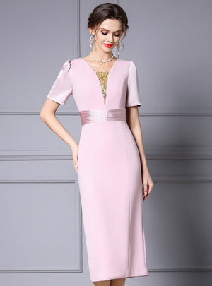 Pink Beading Mother of the Bride Dress