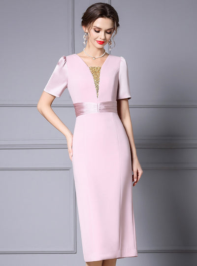 Pink Beading Mother of the Bride Dress