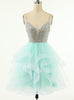 Tulle Spaghetti Straps Beading Homecoming Dress