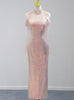Pink Mermaid Sequins Short Prom Dress