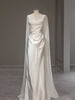 White Satin Pleats Wedding Dress