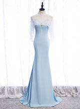 Light Blue Mermaid Prom Dress With Shawl