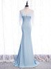 Light Blue Mermaid Prom Dress With Shawl