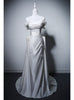 White Satin Pleats Wedding Dress