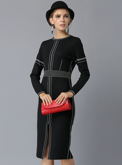Medium and Long Slim Knitted Sweater Dress