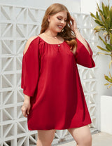 Large Size Round Neck Split Dress