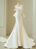 Ivory Satin Strapless Pleats Wedding Dress