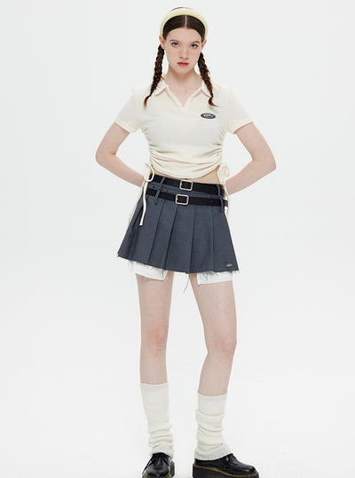 Polo Collar Drawstring Shirt T-shirt