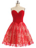 Red Sweetheart Velvet Lace Homecoming Dress