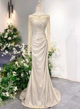 Champagne Mermaid Pleats Prom Dress